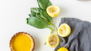 lemon custard tart with basil