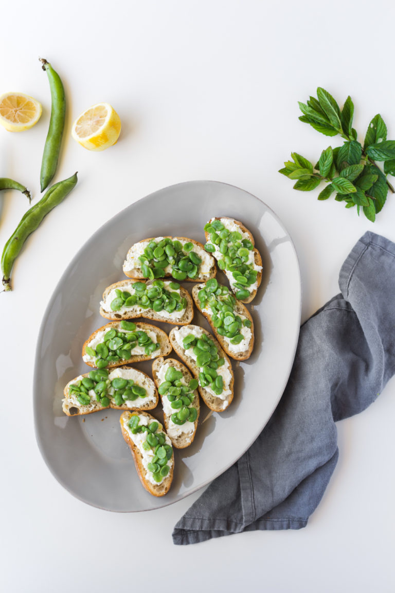 fava bean toast with ricotta and crispy prosciutto | With Spice