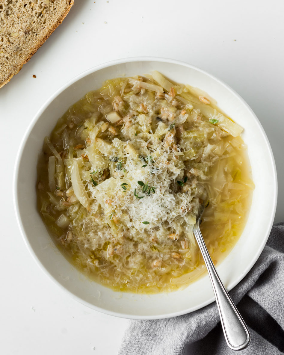 farro soup with cabbage and onion - With Spice