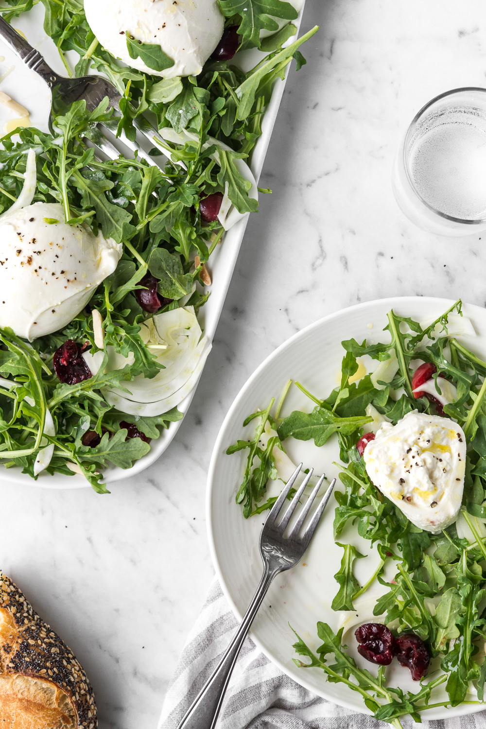 arugula fennel salad with pickled cherries and burrata | With Spice