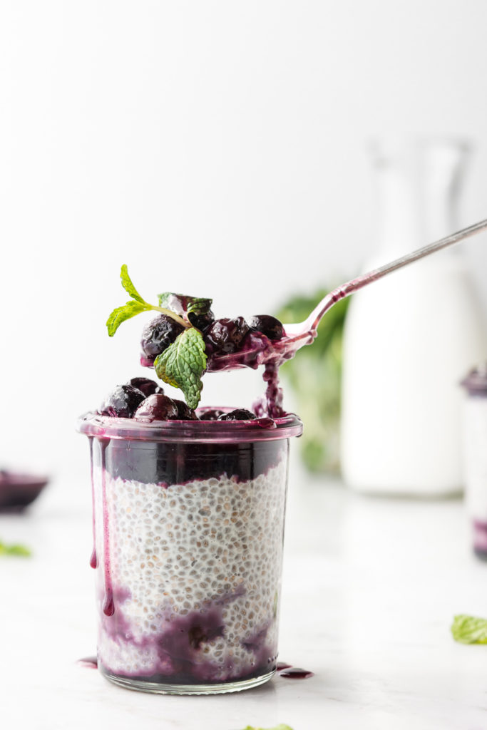 overnight chia pudding with maple butter blueberries | With Spice