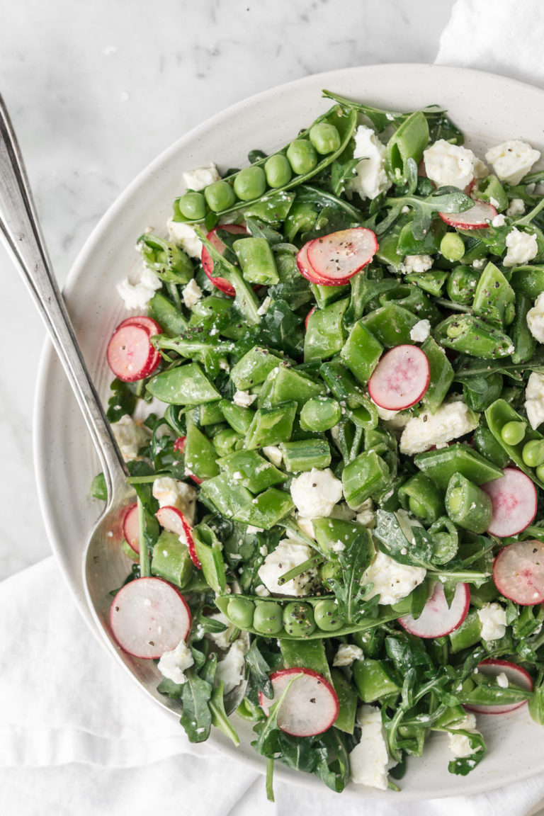 sugar snap pea salad with radishes, feta and arugula | With Spice