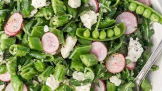 Spring Salad with Arugula, Creamy Burrata and Sugar Snap Peas by