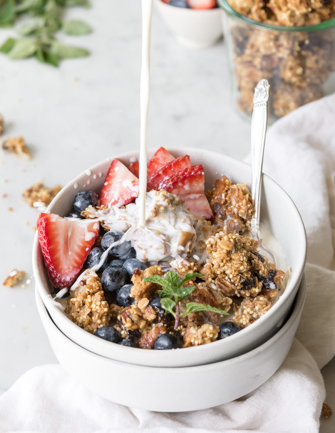 homemade granola clusters with olive oil and maple syrup | With Spice