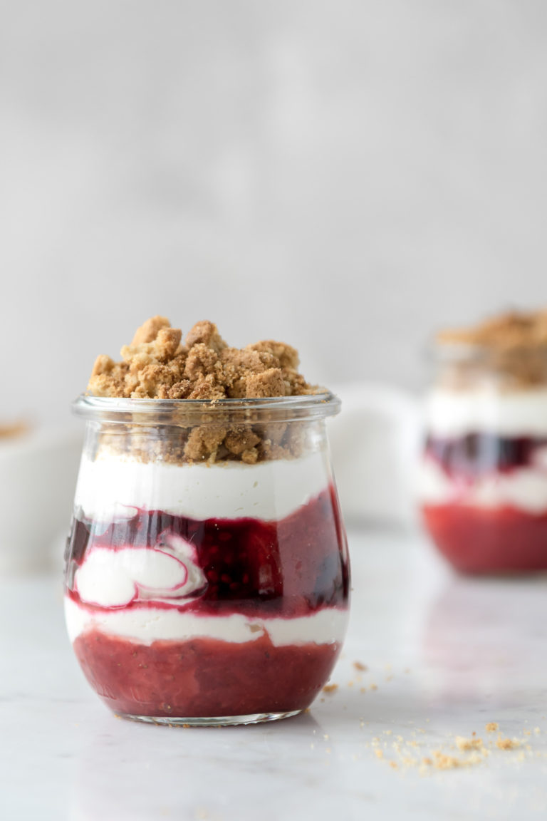 cheesecake parfait with berries and crumbled gingersnaps | With Spice