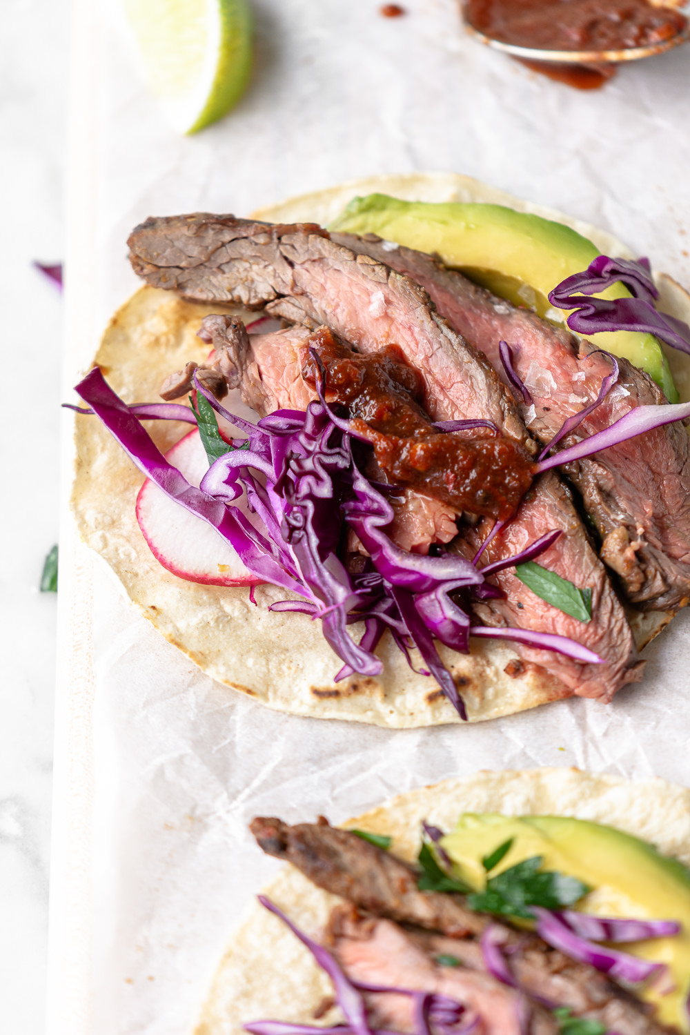 grilled flank steak tacos with ancho chiles and citrus With Spice