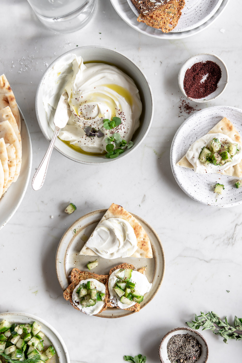 Whipped Feta Dip With Herby Cucumber Salad 