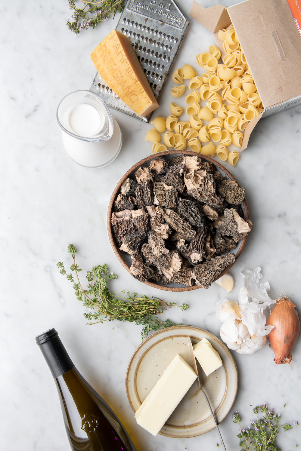 morel pasta with cream, parmesan and thyme With Spice