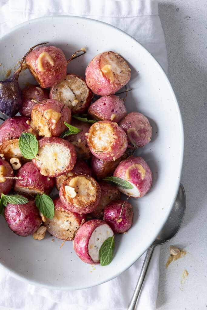 miso butter roasted radishes