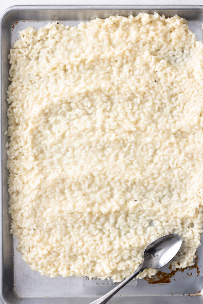 1_spread out parmesan risotto to cool