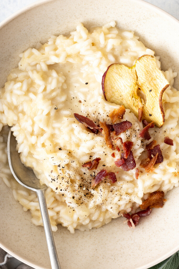 apple risotto with bacon