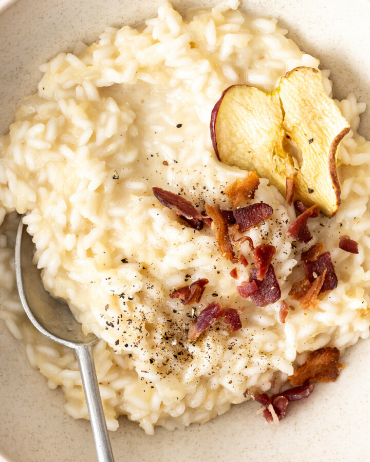 apple risotto with bacon