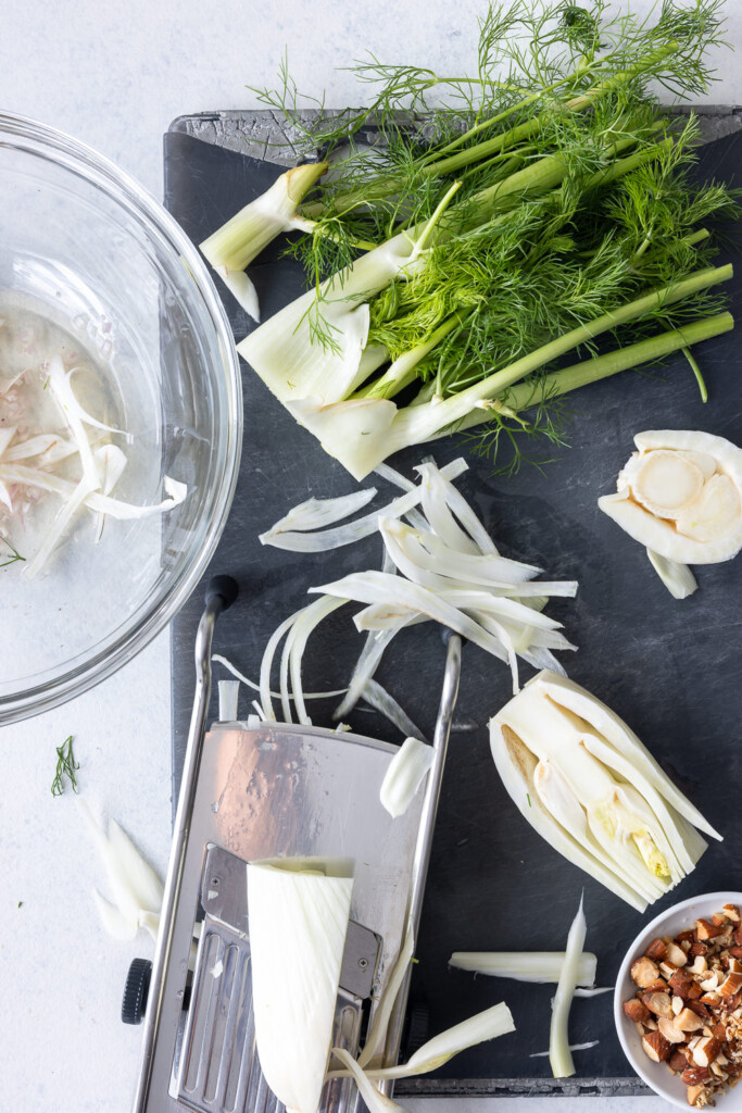 1_pickle shallot and slice the fennel