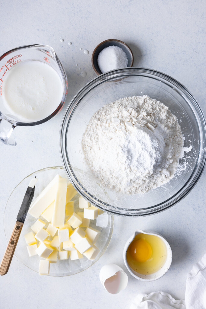 ingredients_buttermilk, flour, butter, egg wash