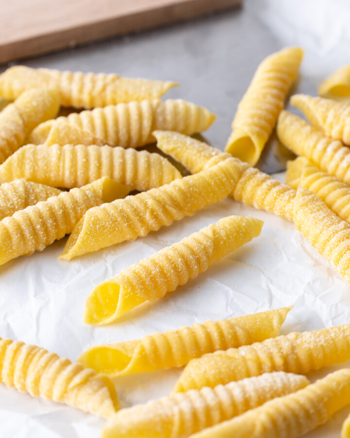 homemade garganelli pasta